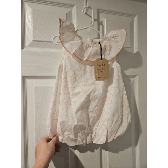 Coco Au Lait White Orange Bertha Collar Balloon Skirt Size 2T NWT - Picture 3 of 6